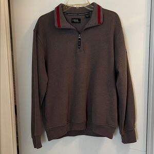 IZOD Men's Gray 1/4 Zip Sweatshirt with Red Accents